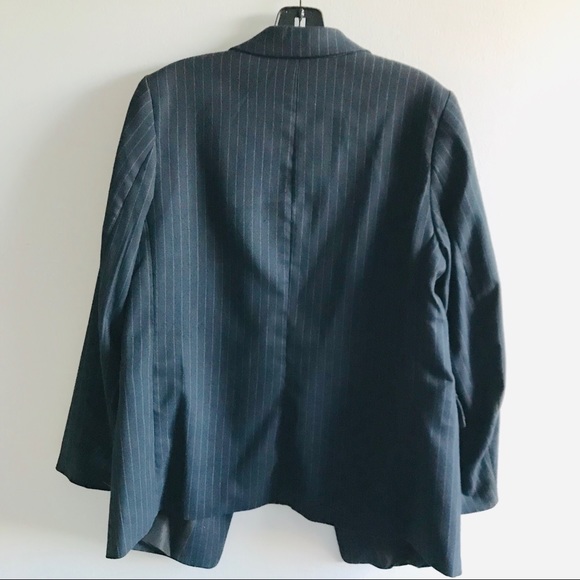 🍂H&M Navy Blue Pinstripe Wool Blazer Coat Jacket - Picture 4 of 8